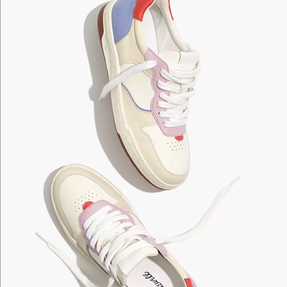 Court Sneakers in Colorblock Leather and Nubuck